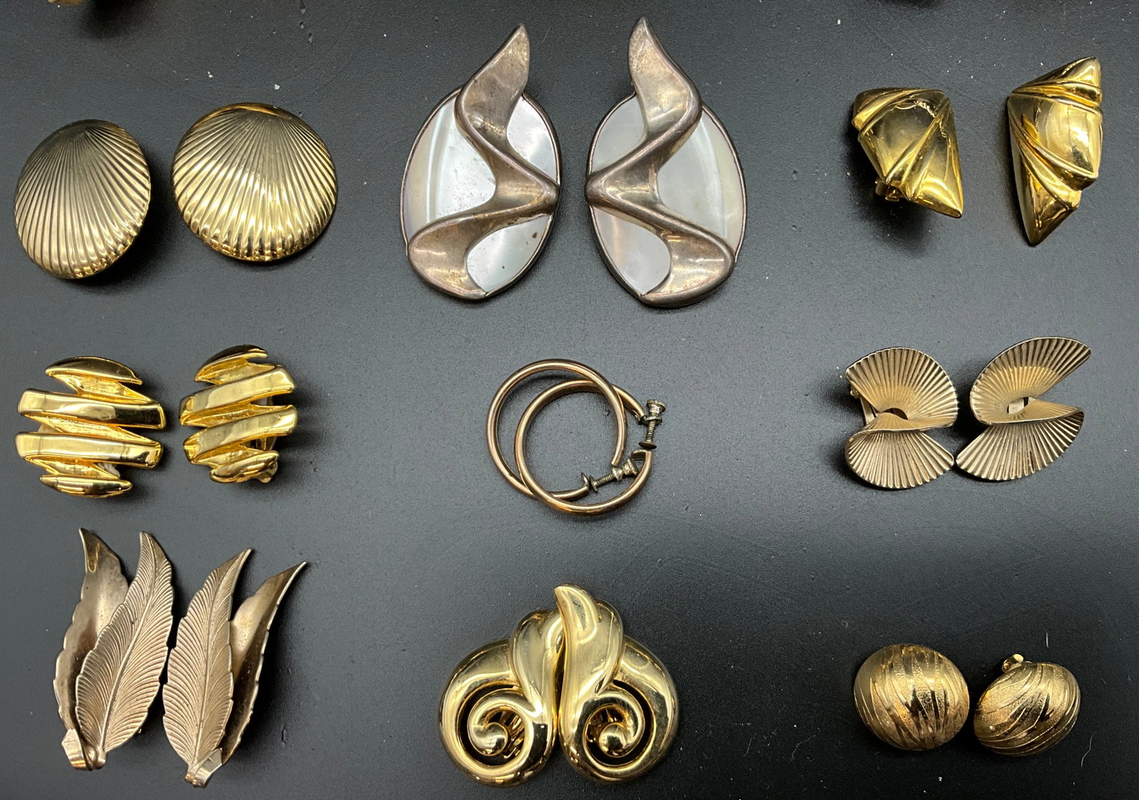 An Assortment of Vintage Gold Tone and Silver Costume Earrings - 2