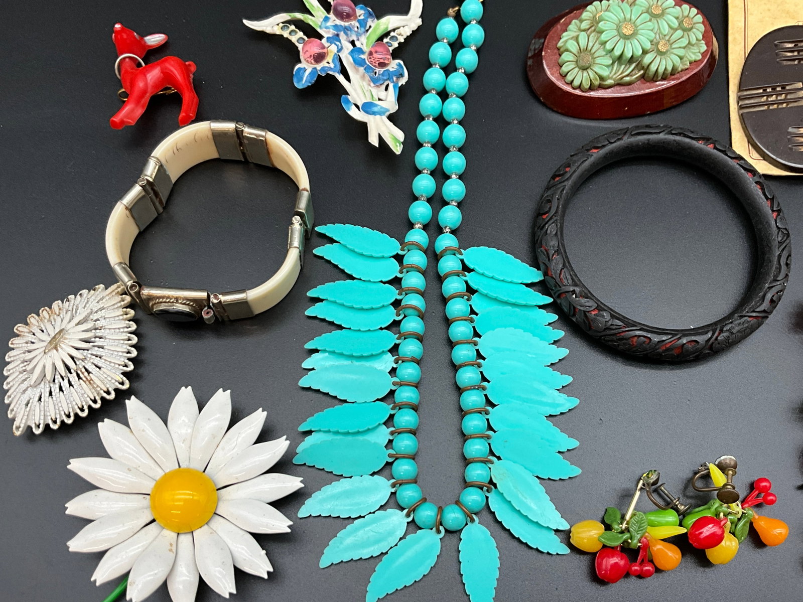 A Collection of Vintage Enameled Metal and Plastic Costume Jewelry - 2