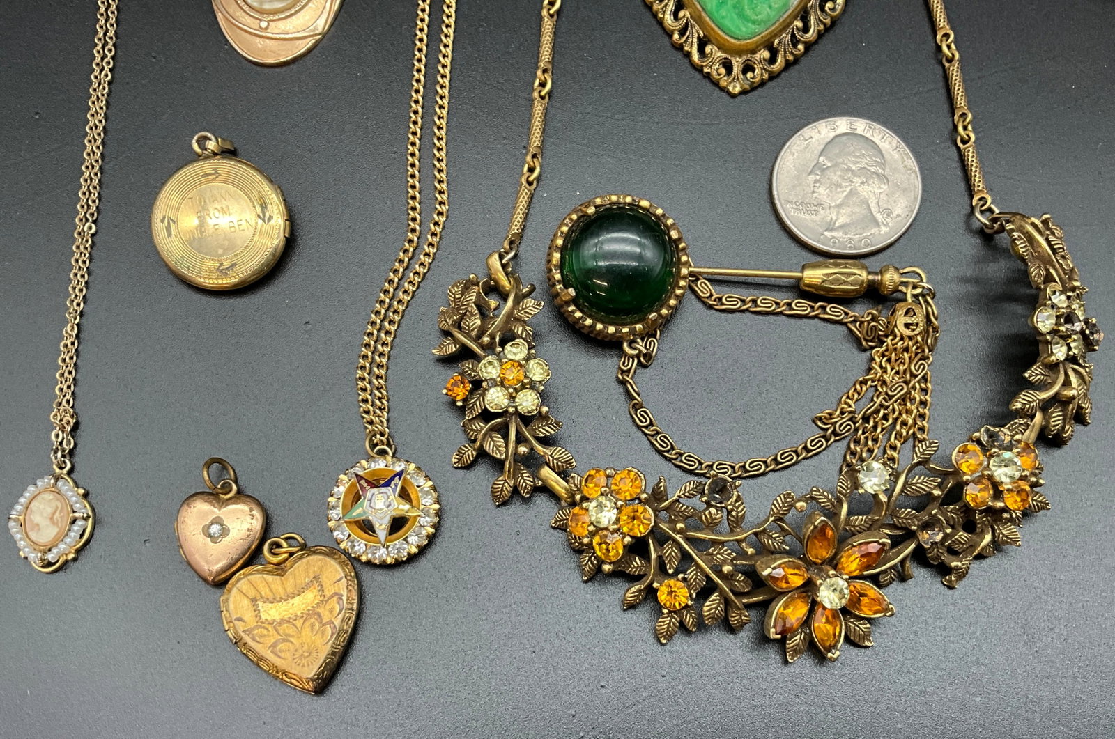 A Collection of Vintage Gold Tone Costume Jewelry - 2