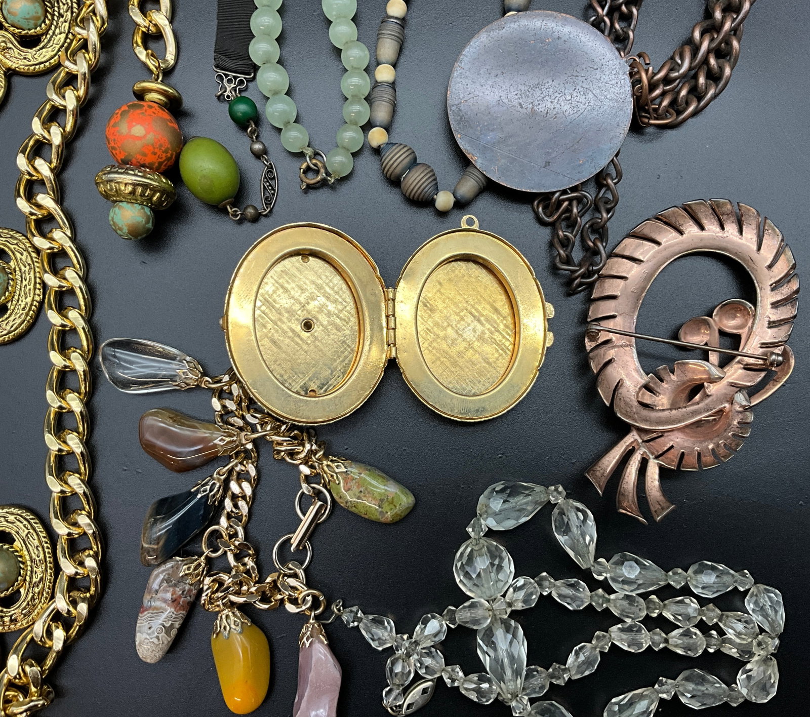 A Collection of Vintage Modernist and Bohemian Costume Jewelry, as-is - 5