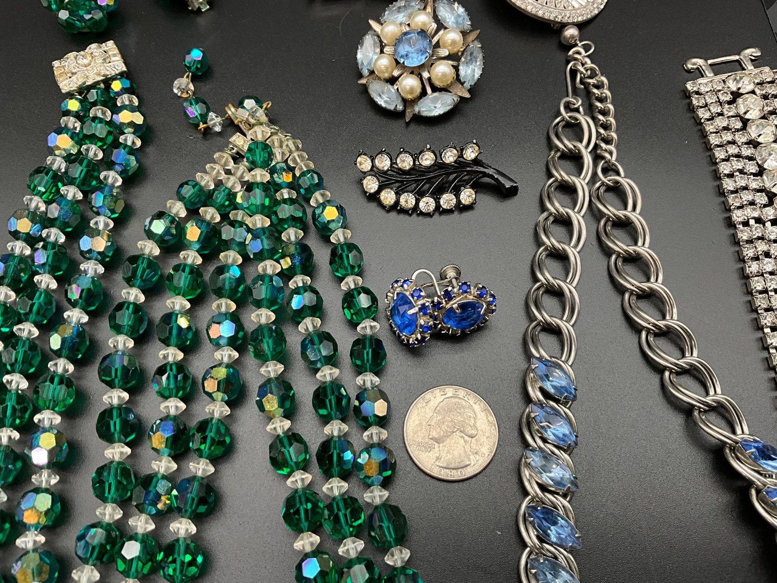 An Assortment of Vintage Rhinestone and Glass Costume Jewelry - 2