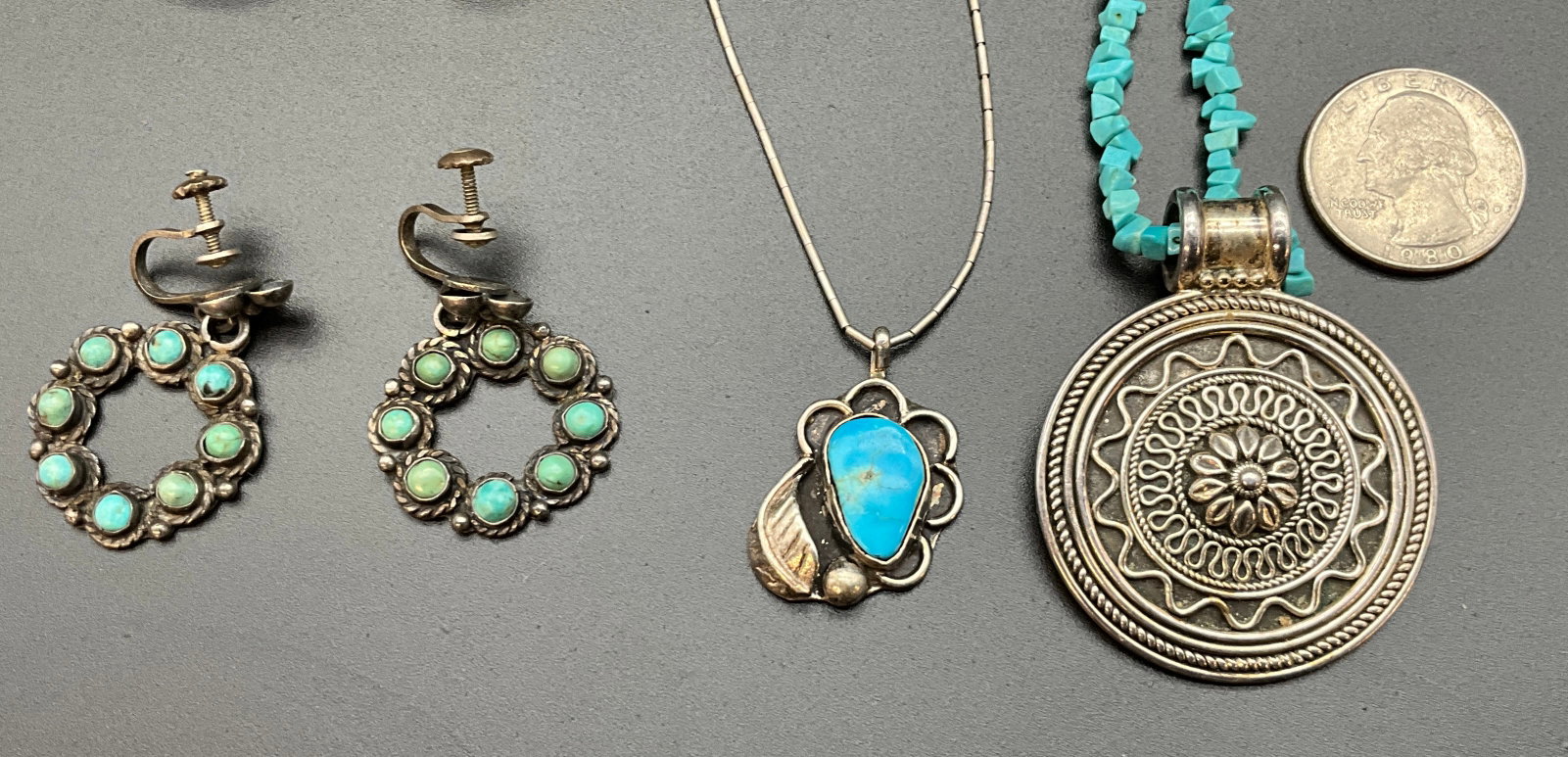 Vintage Southwestern Style Silver and Turquoise Jewelry Collection - 2