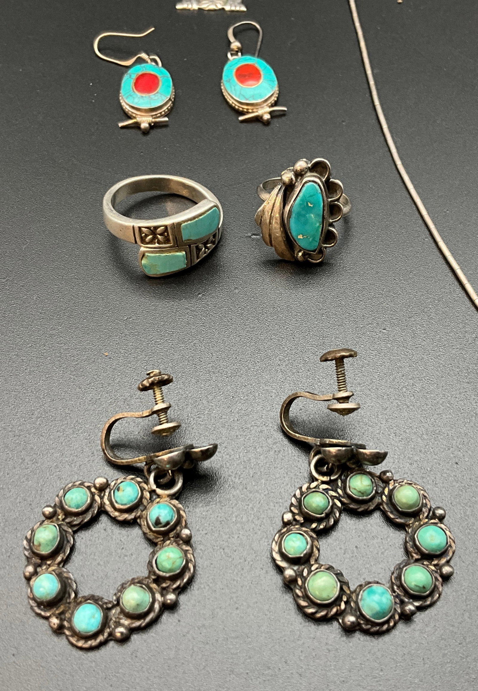 Vintage Southwestern Style Silver and Turquoise Jewelry Collection - 3