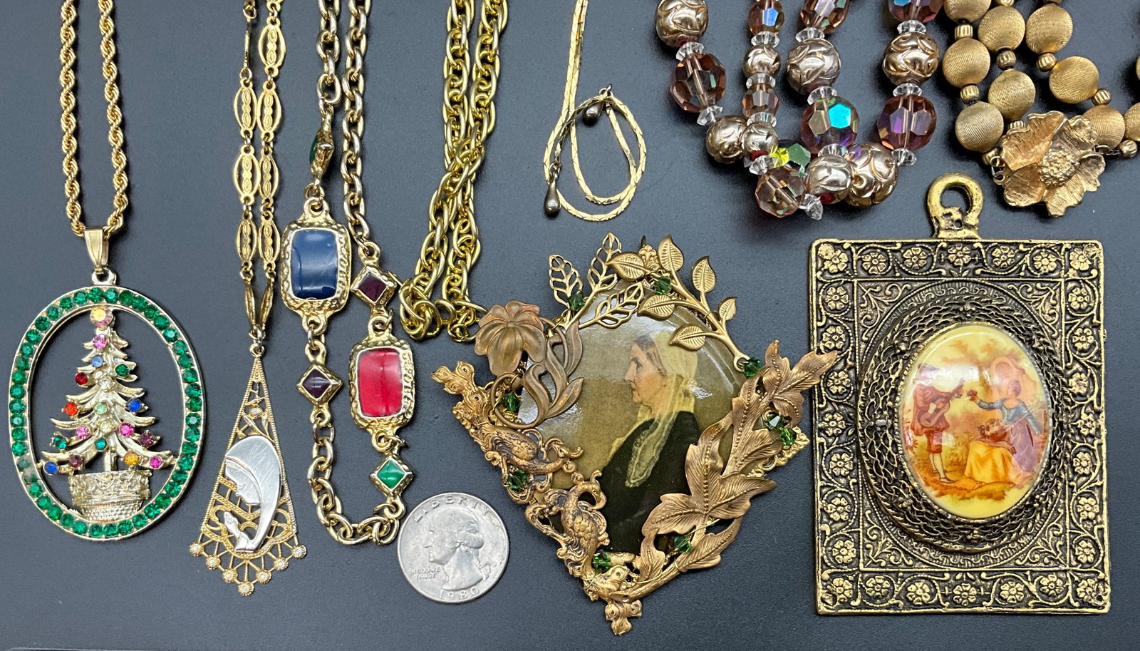 A Collection of Vintage Gold-Tone Costume Jewelry, as-is - 2
