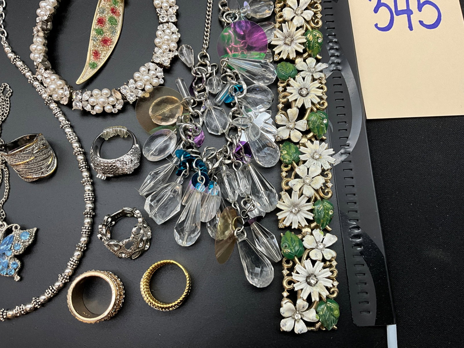An Assortment of Vintage Costume Jewelry and Sterling Silver Rings - 7