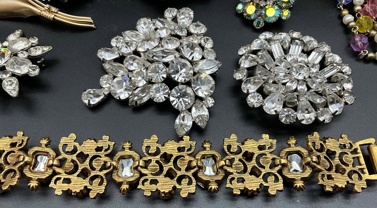 Vintage Mid-Century Style Rhinestone and Glass Costume Jewelry Collection - 6
