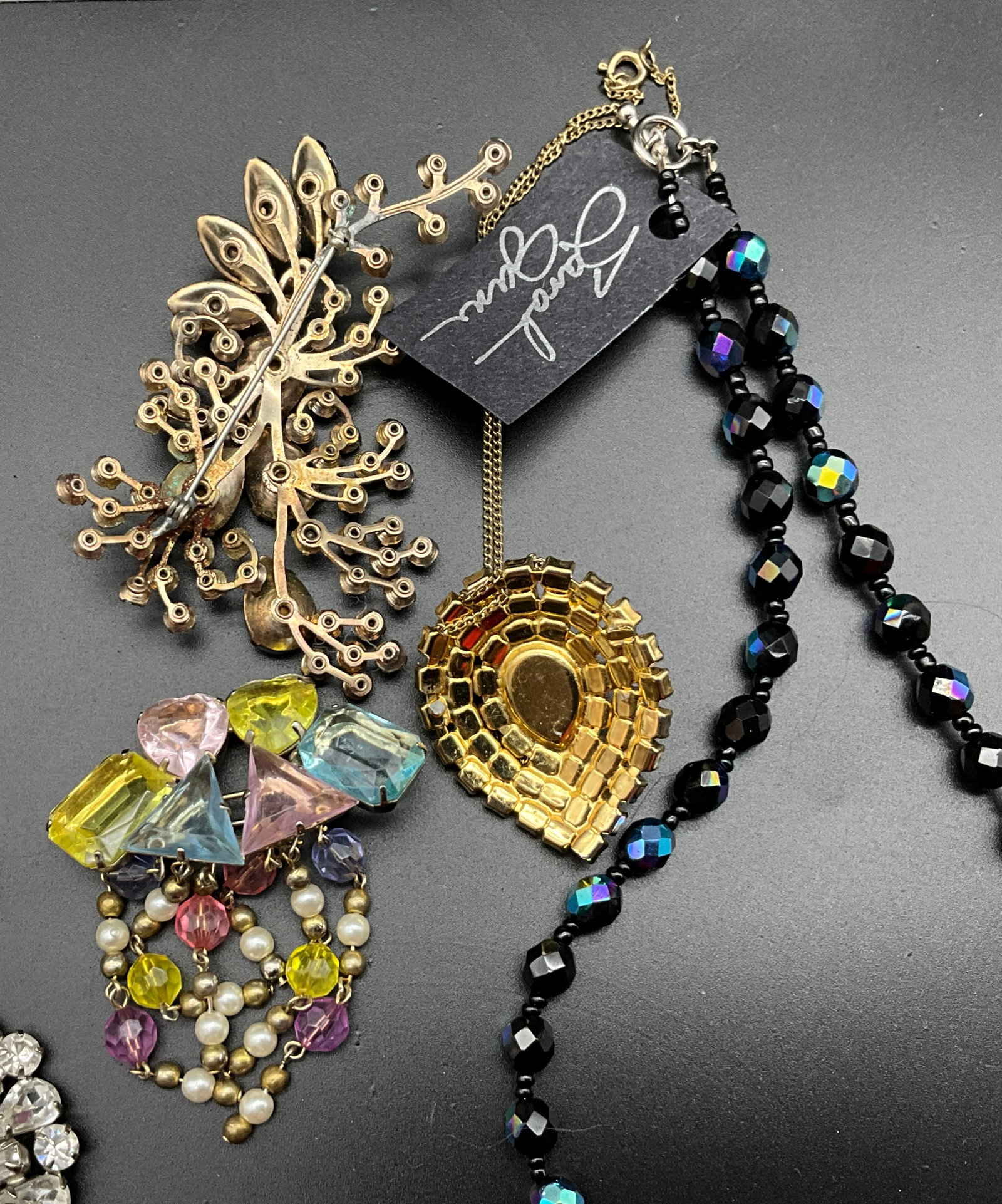 Vintage Mid-Century Style Rhinestone and Glass Costume Jewelry Collection - 7