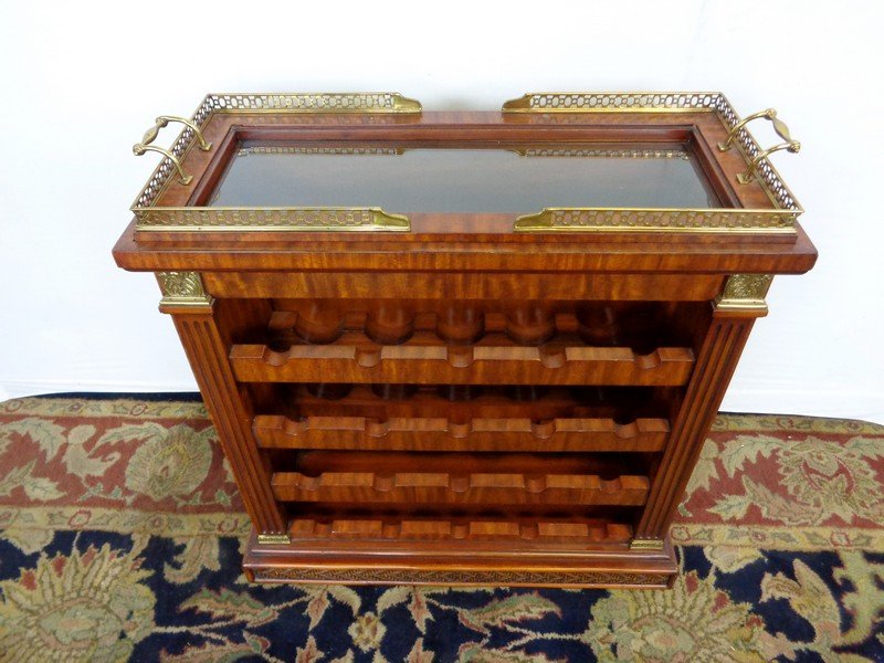 Maitland Smith Wine Rack with Removable Serving Tray: 31 wide by 14 deep by 34 tall