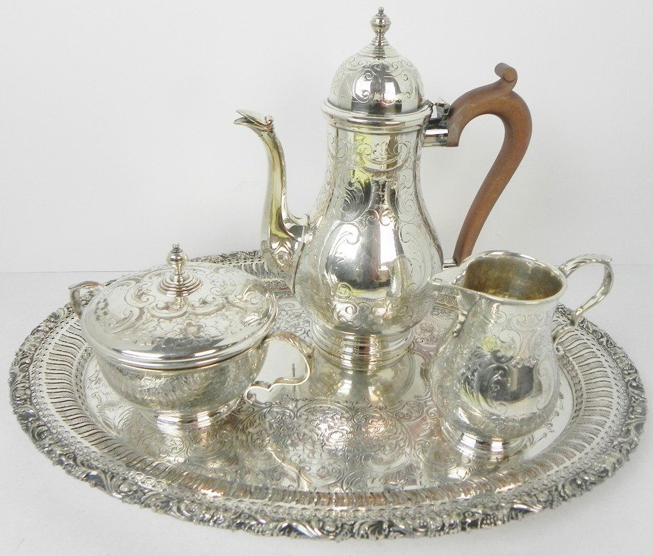 SILVER PLATE TEA SET (1 of 6)
