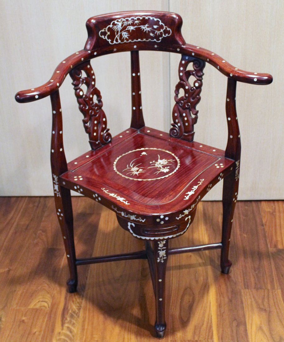 mother of pearl corner chair: Mother of Pearl Rosewood Corner Chair