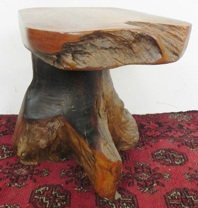 GROOVY STUFF HARDWOOD CARVED STOOL (1 of 4)