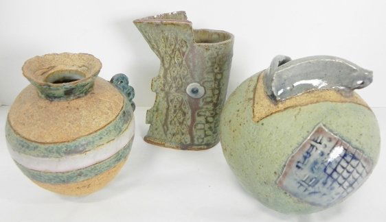 3PC. SIGNED POTTERY (1 of 4)