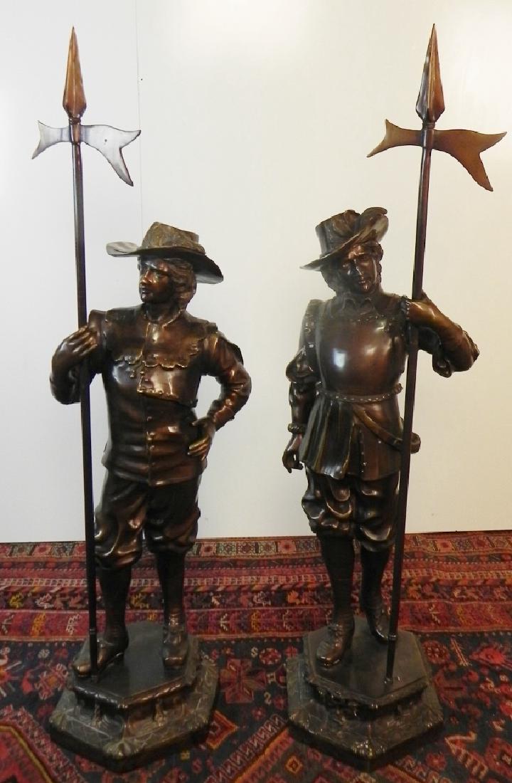 PAIR OF BRONZE SPANISH STATUES (1 of 9)
