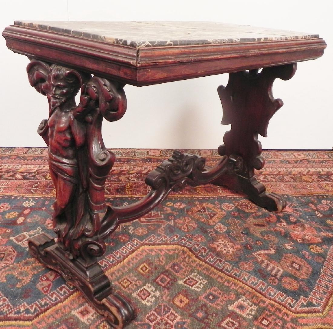 CARVED WALNUT MARBLE TOP STAND (1 of 9)