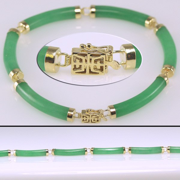 14KT Jade Bracelet 7in long