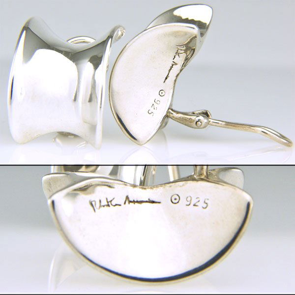 SS Robert Lee Morris Fashion Clip-On Earring: WIN 5 - GET 1 FREE - NO BUYER'S PREMIUM - JEWELRY & GEMS AUCTION 2 apprx 20x17mm uniquely shaped sterling silver pieces. Made by Rober Lee Morris, written on back. Clip-on backs.