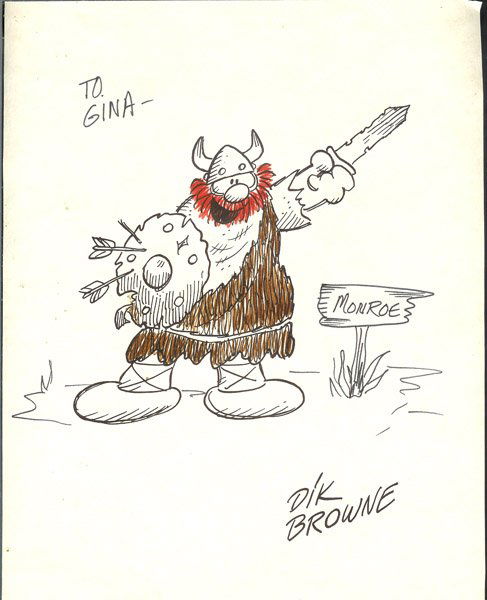 HAGAR THE HORRIBLE ORIGINAL SKETCH: HAGAR THE HORRIBLE~Orig SKETCH. 8X10" OUTSTANDING. Much detail. FANTASTIC SKETCH by Dik Browne who died June 4, 1989. Browne was the creator of Hagar the Horrible. Sketch is on high quality paper stoc