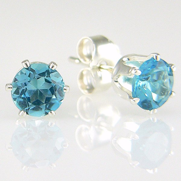 WINDSOR STERLING BLUE TOPAZ STUDS 5MM