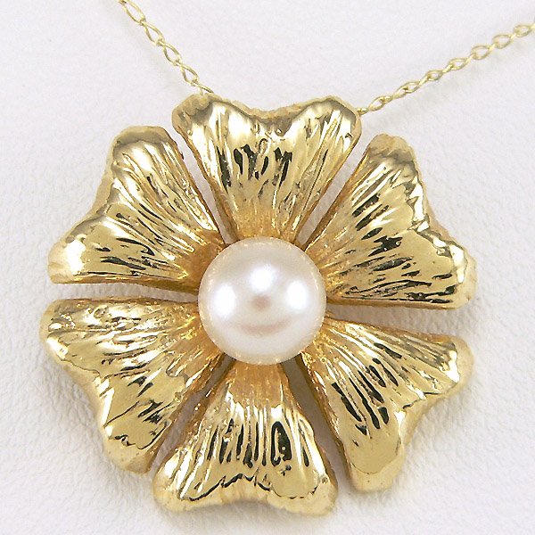 14KT 6MM PEARL FLOWER PENDANT