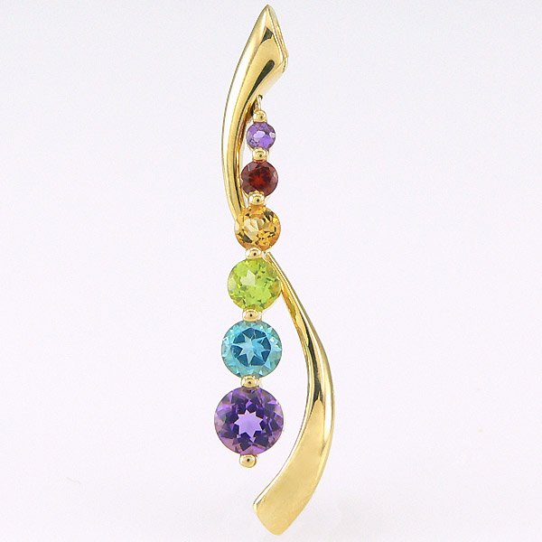 10KT MULTI GEMSTONE JOURNEY PENDANT 0.73TCW