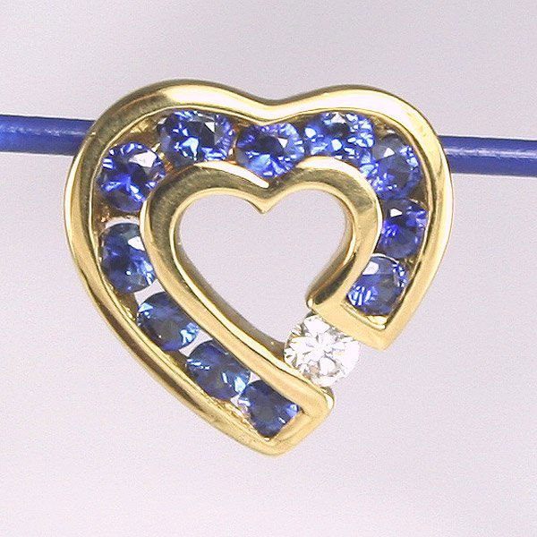 18KT C. Krypell Blue Sapphire Diamond Sweetheart: Charles Krypell "Sweethearts"! Designed in 18 karat yellow or white gold with diamonds, rubies, sapphires, emeralds or pink sapphires. This combination of stone colors can be chosen to represent the g