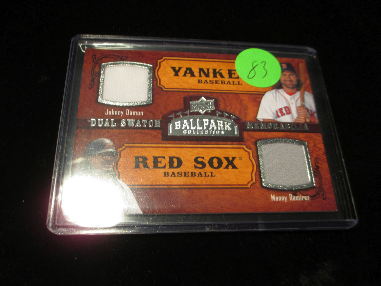 2008 johnny damon,manny ramirez dual jersey card (1 of 1)