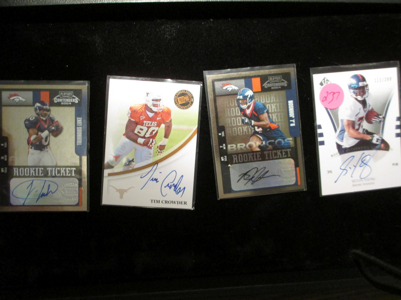 selvin young,b.j. johnson,tim crowder,triandos luke: signature card lot