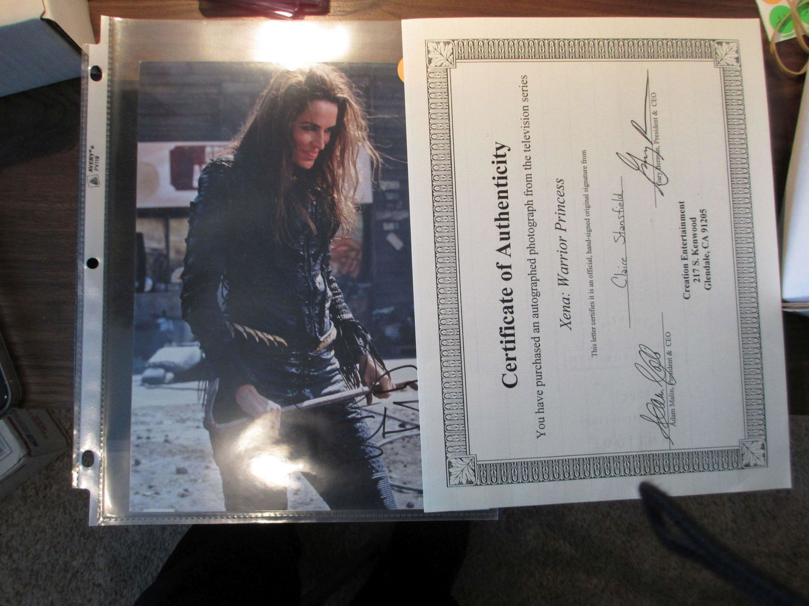 xena warrior princess signed photo: with coa