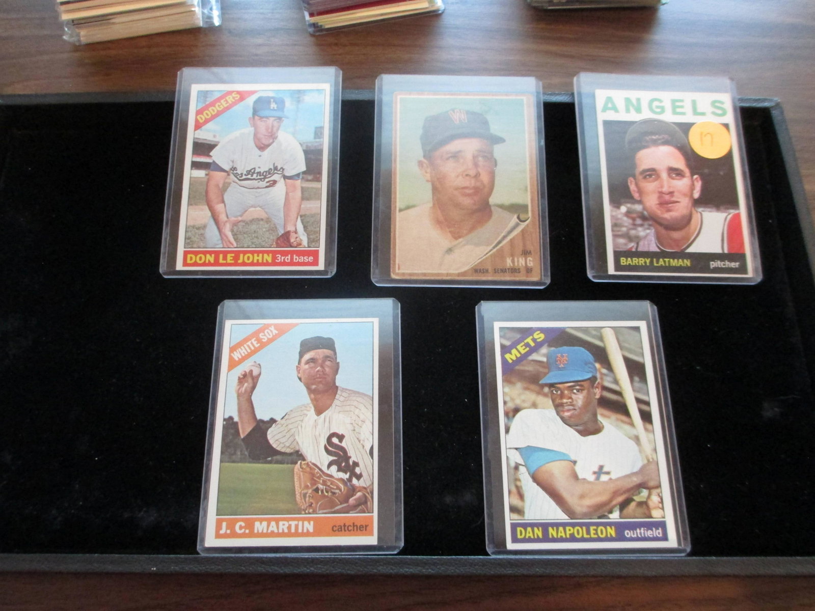 barry latman,jim king,don john,dan napoleon,j.c martin: vintage card lot