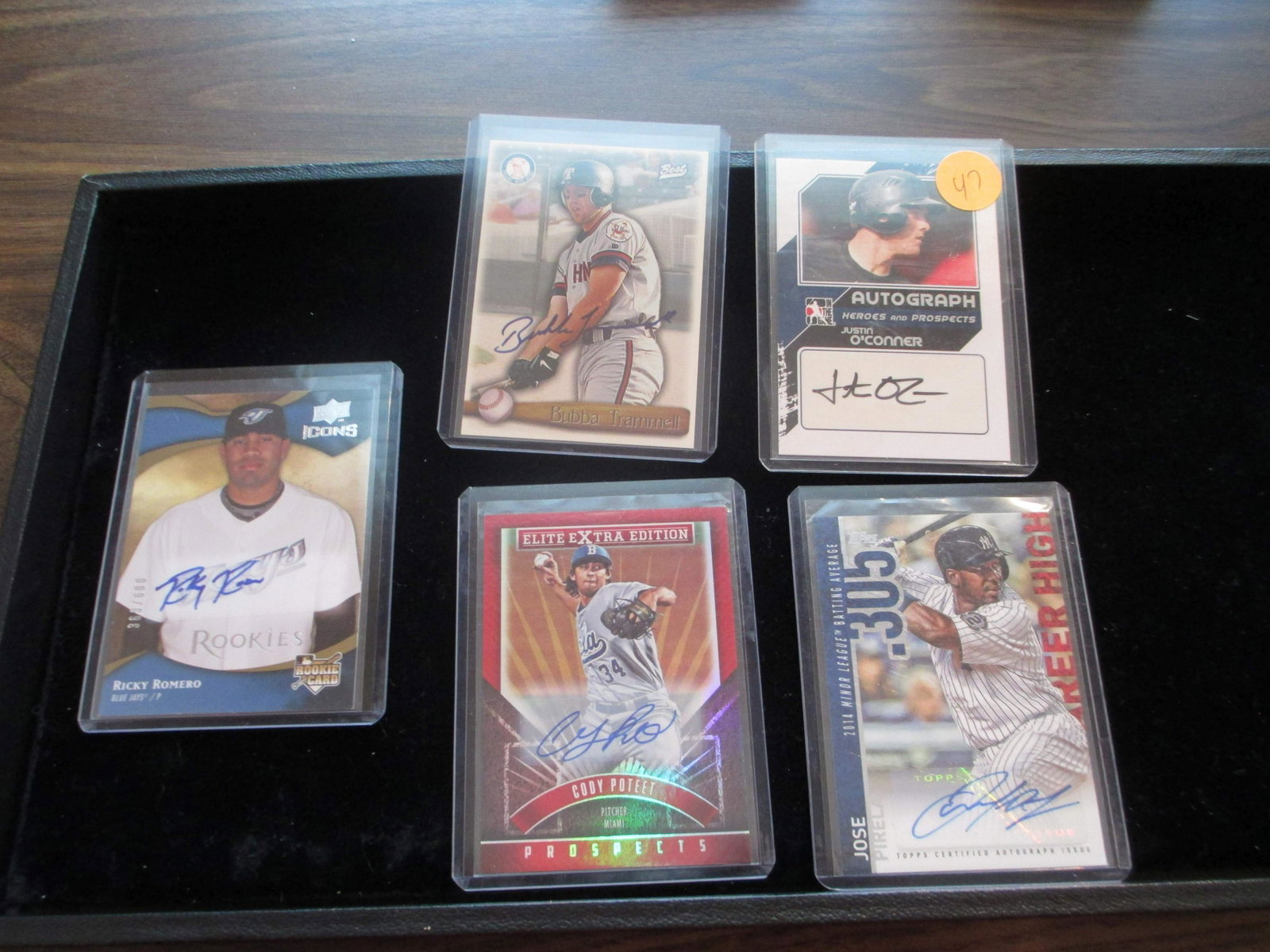 justin o'conner,bubba trammell,joe pirela,cody: signature card lot