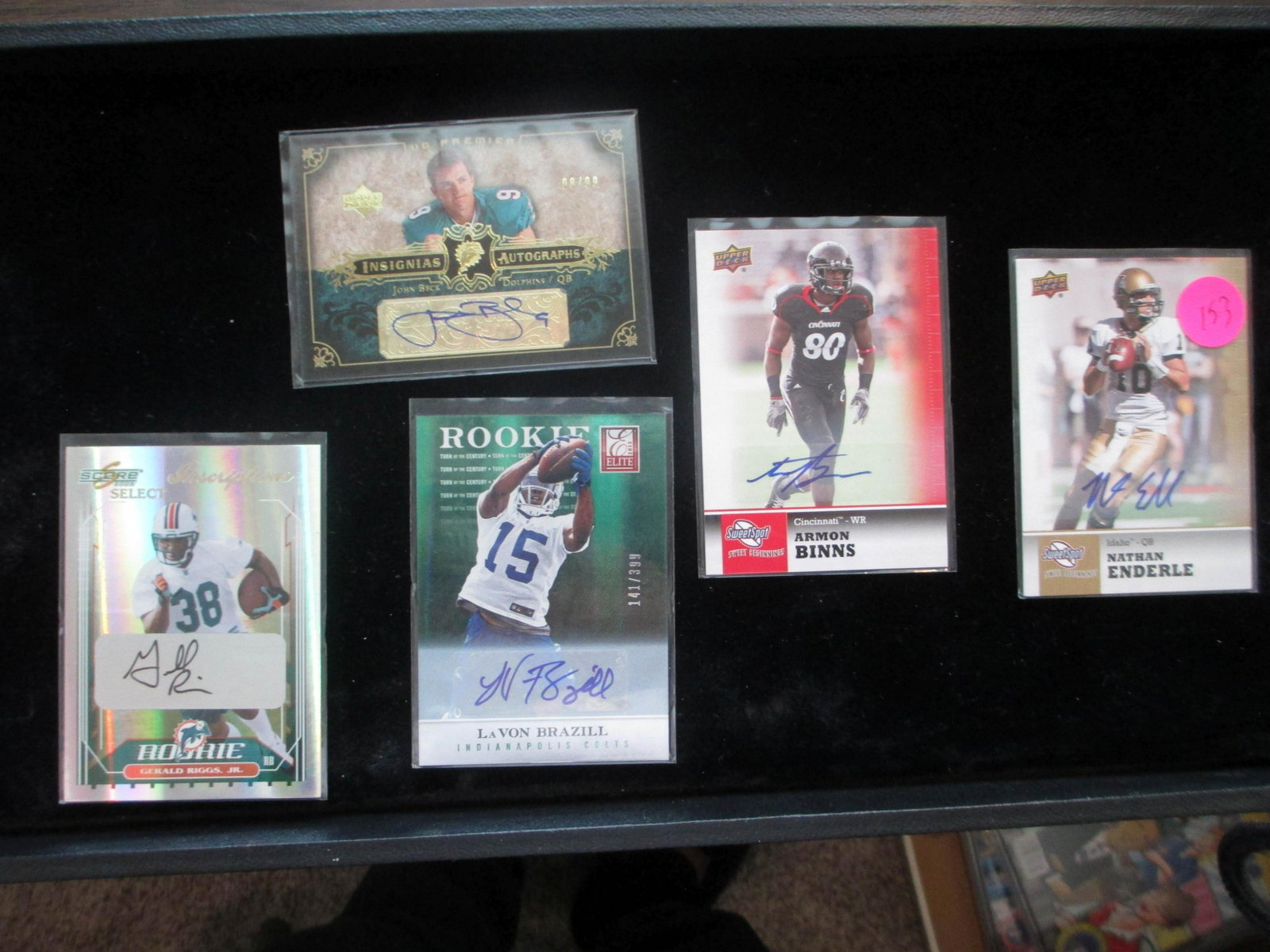 nathan enderle,armon binns,john beck,lavon: signature card lot