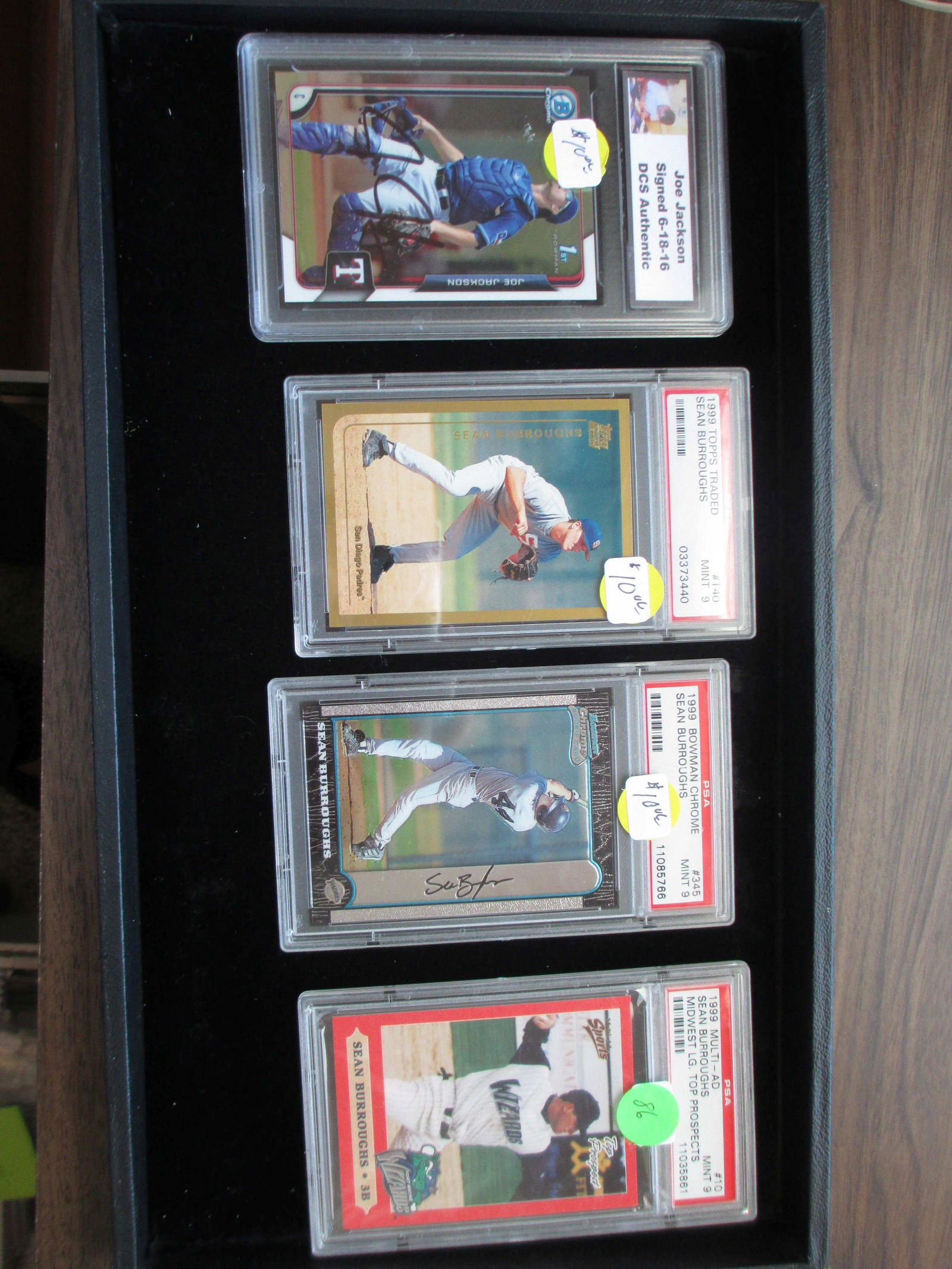 lot of 4 graded cards 3 sean burroughs and 1 joe (1 of 1)