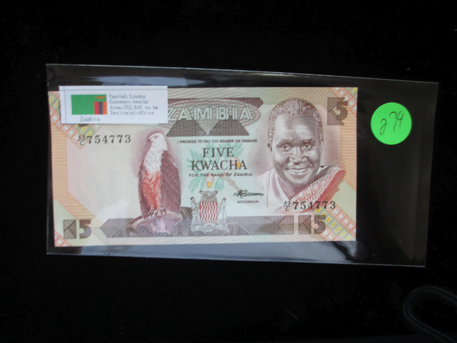 lusaka five kwacha currency: kwacha