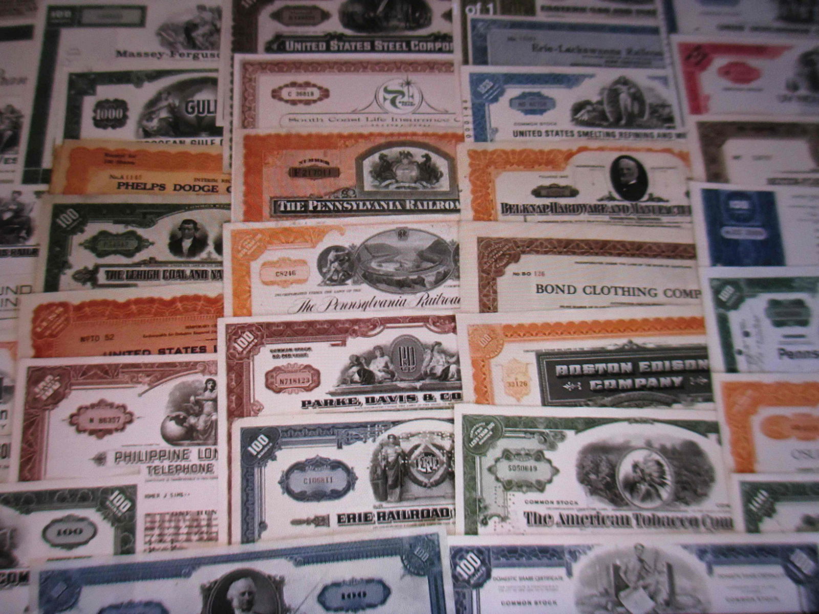 100 stock certificates all different (1 of 1)