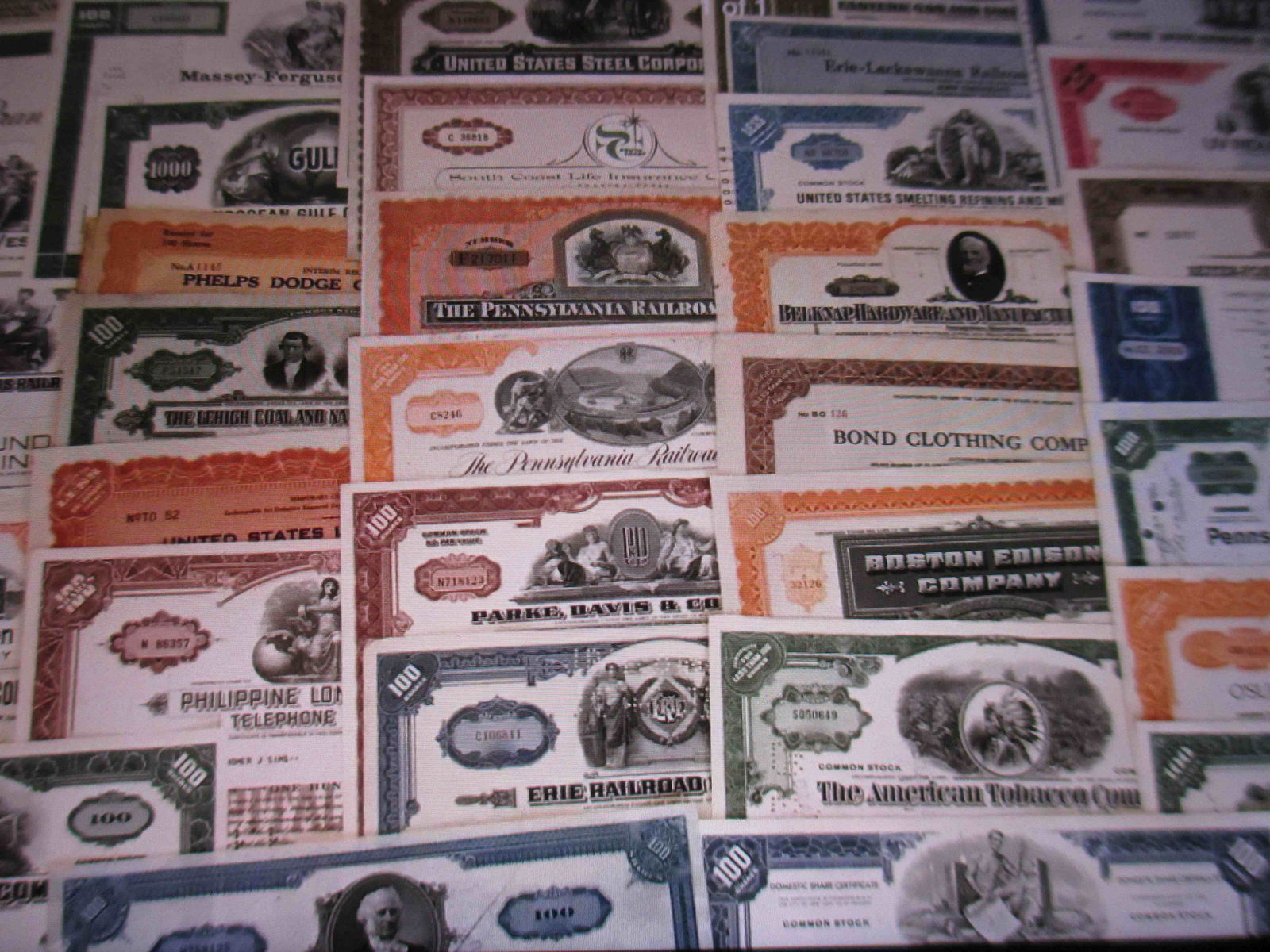 100 stock certificates all different (1 of 1)