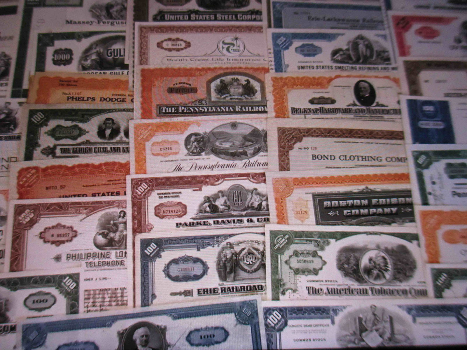 100 stock certificates all different (1 of 1)