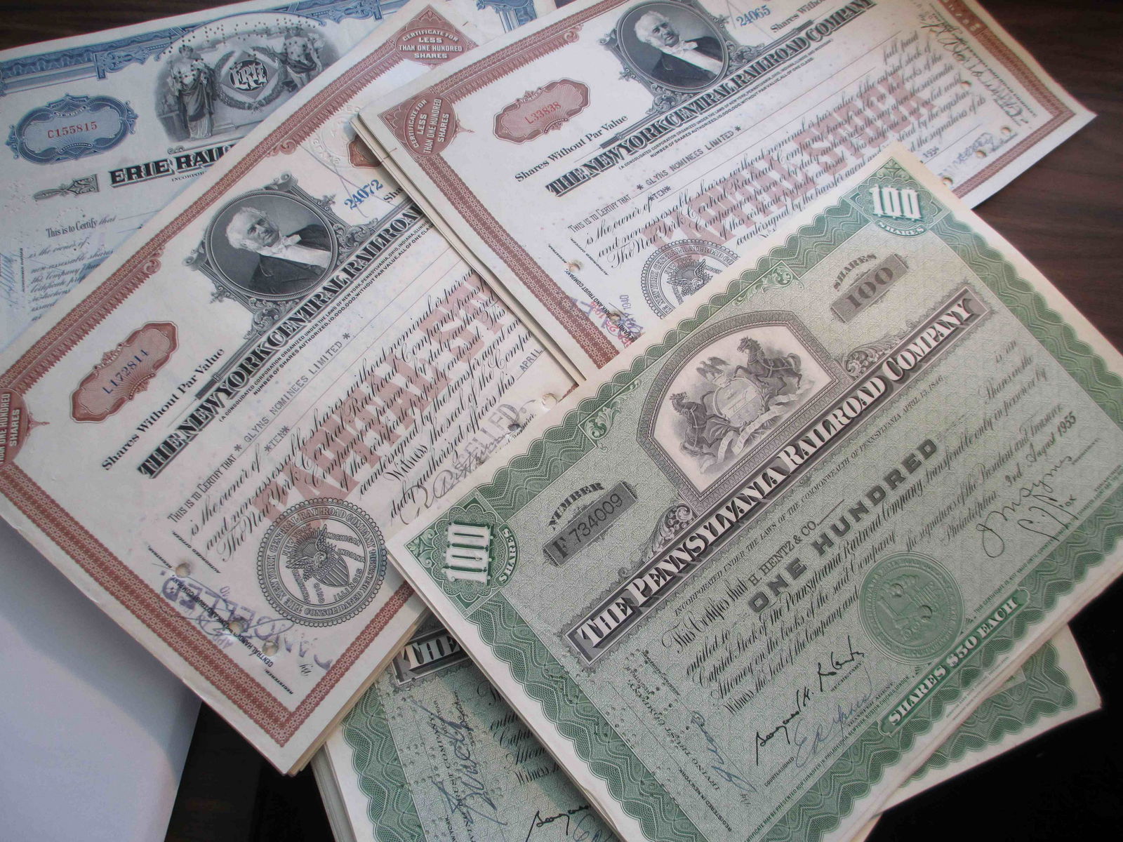 lot of 100 railroad stock certificates some are (1 of 1)