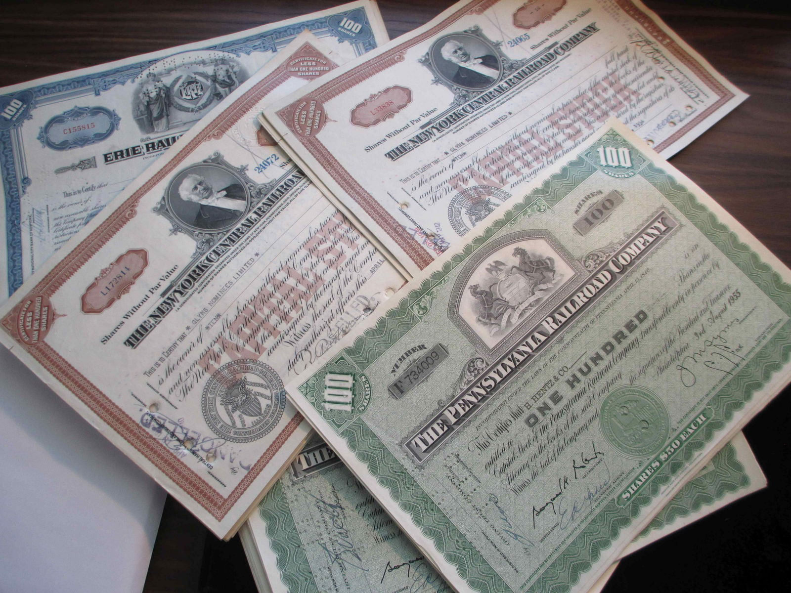 lot of 100 railroad stock certificates some are (1 of 1)
