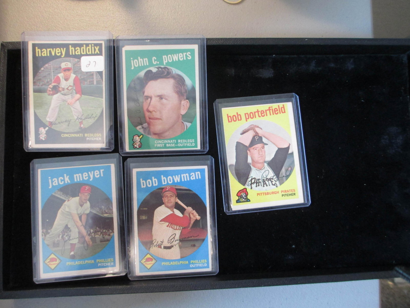 harvey haddix,jack meyer,john c powers,bob bowman,bob: vintage card lot
