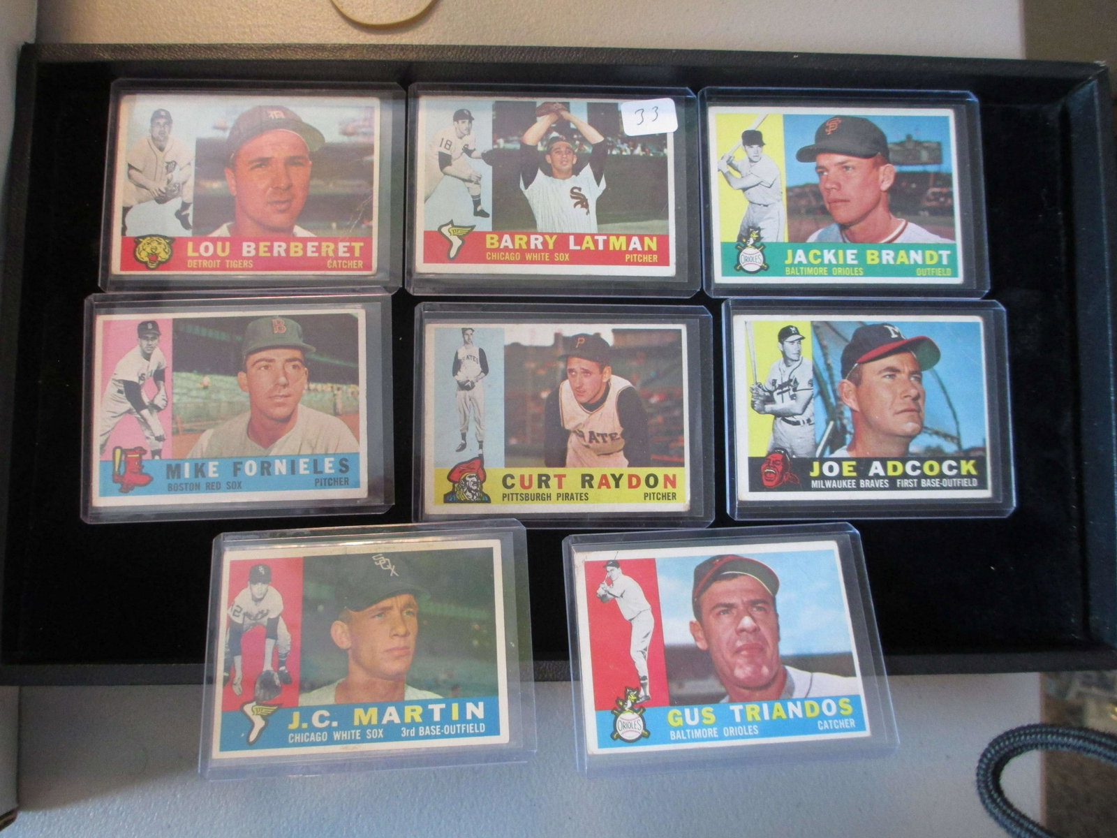 barry latman,curt raydon,jackie brandt,joe adcock,lou: vintage card lot