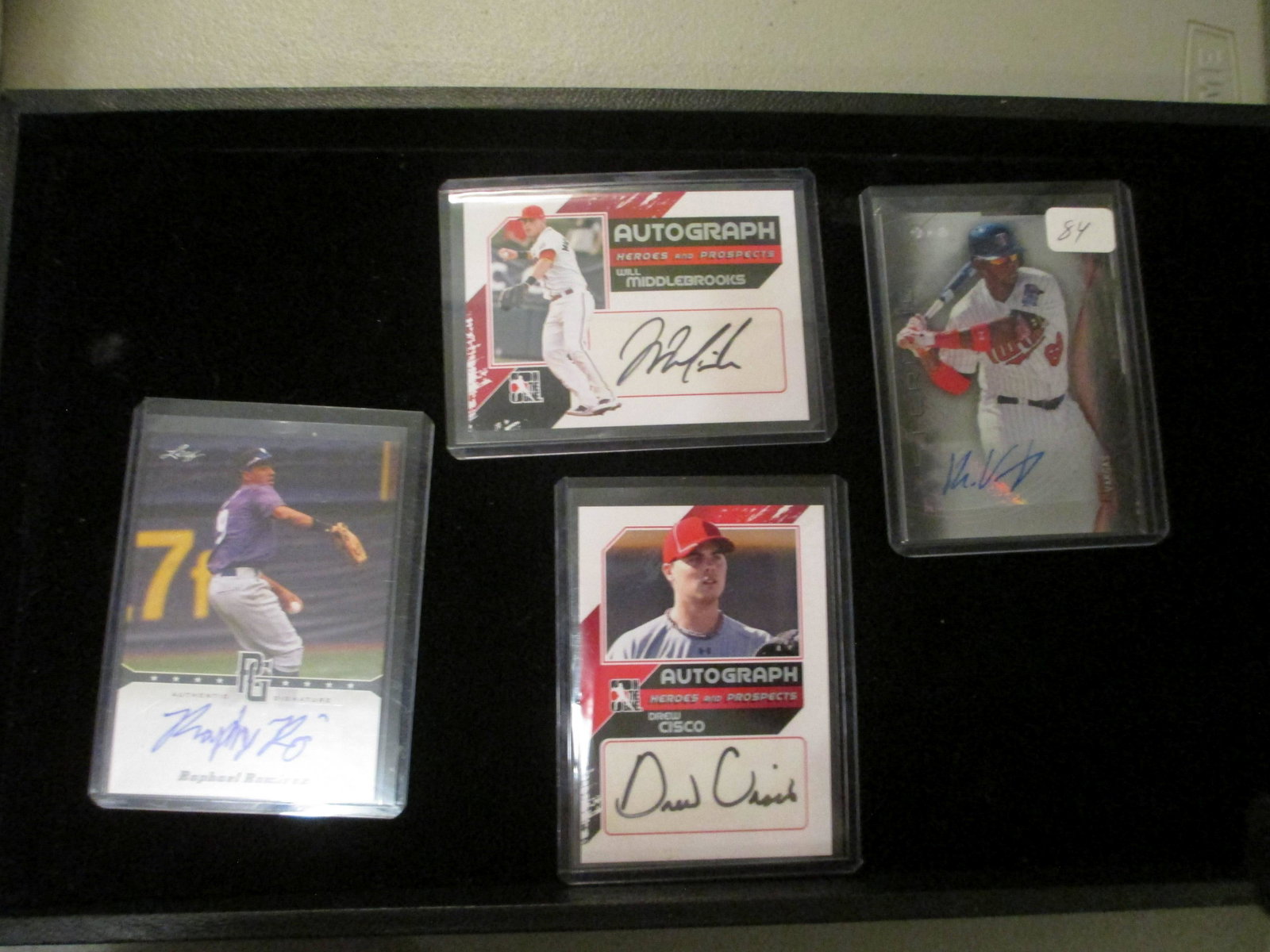 kennys vargas,will middlebrooks,drew cisco,raphael: signature card lot