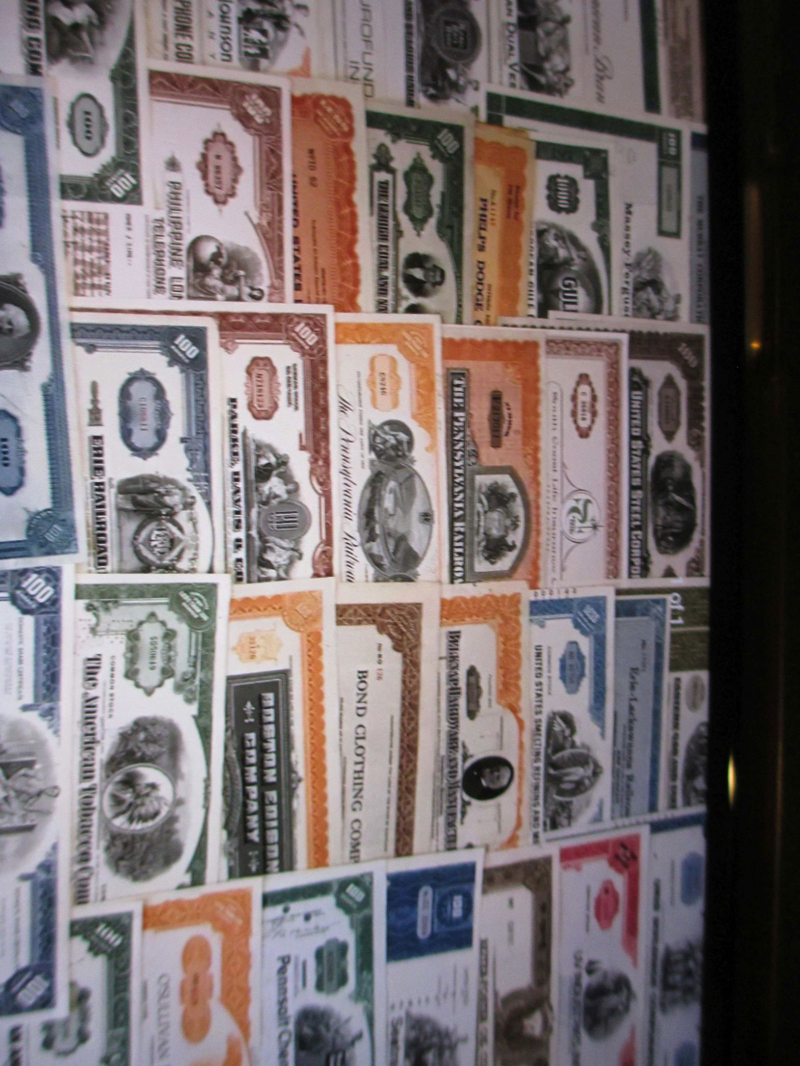 lot of 100 different stock certificates (1 of 1)