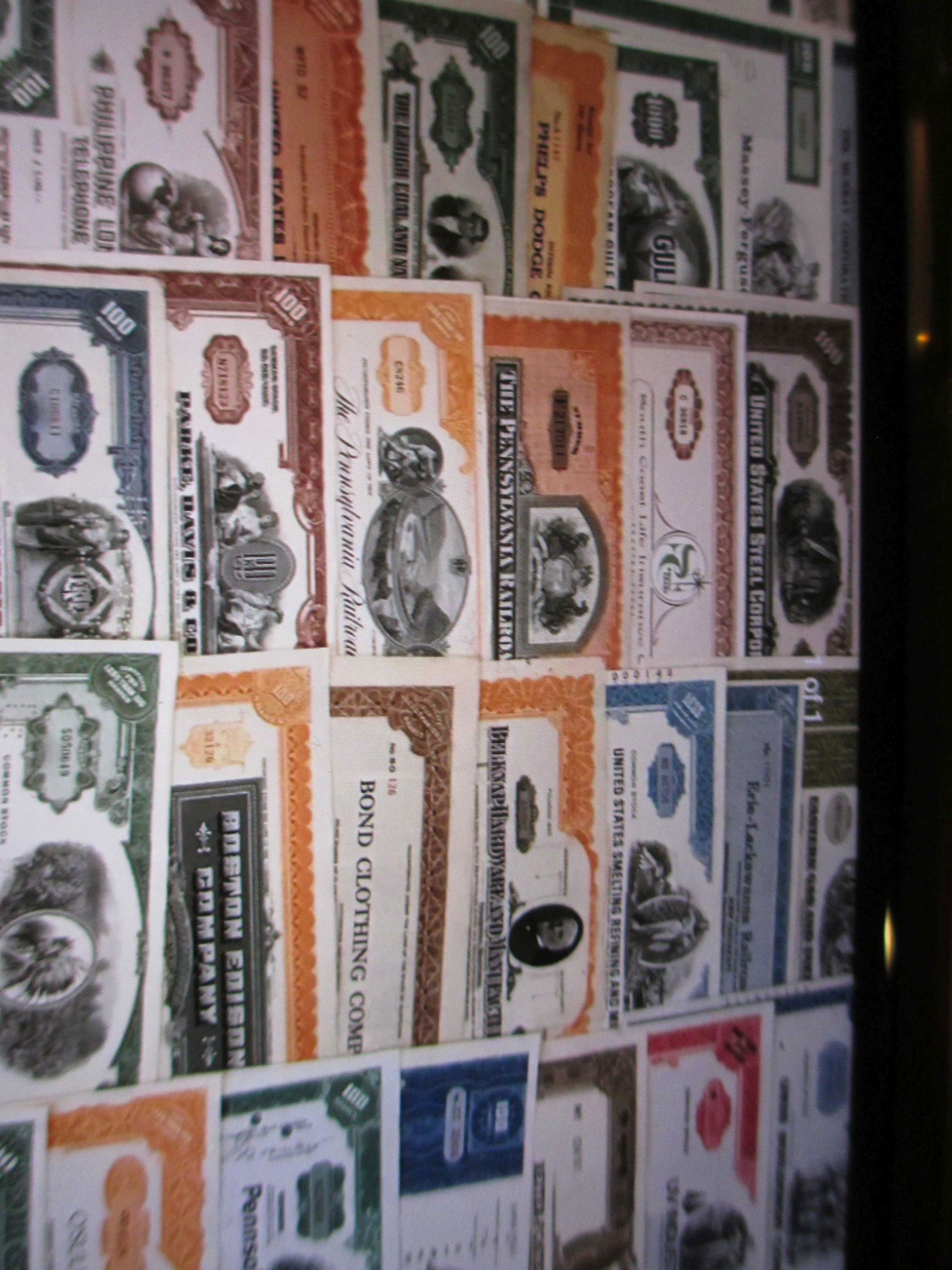 lot of 100 different stock certificates (1 of 1)
