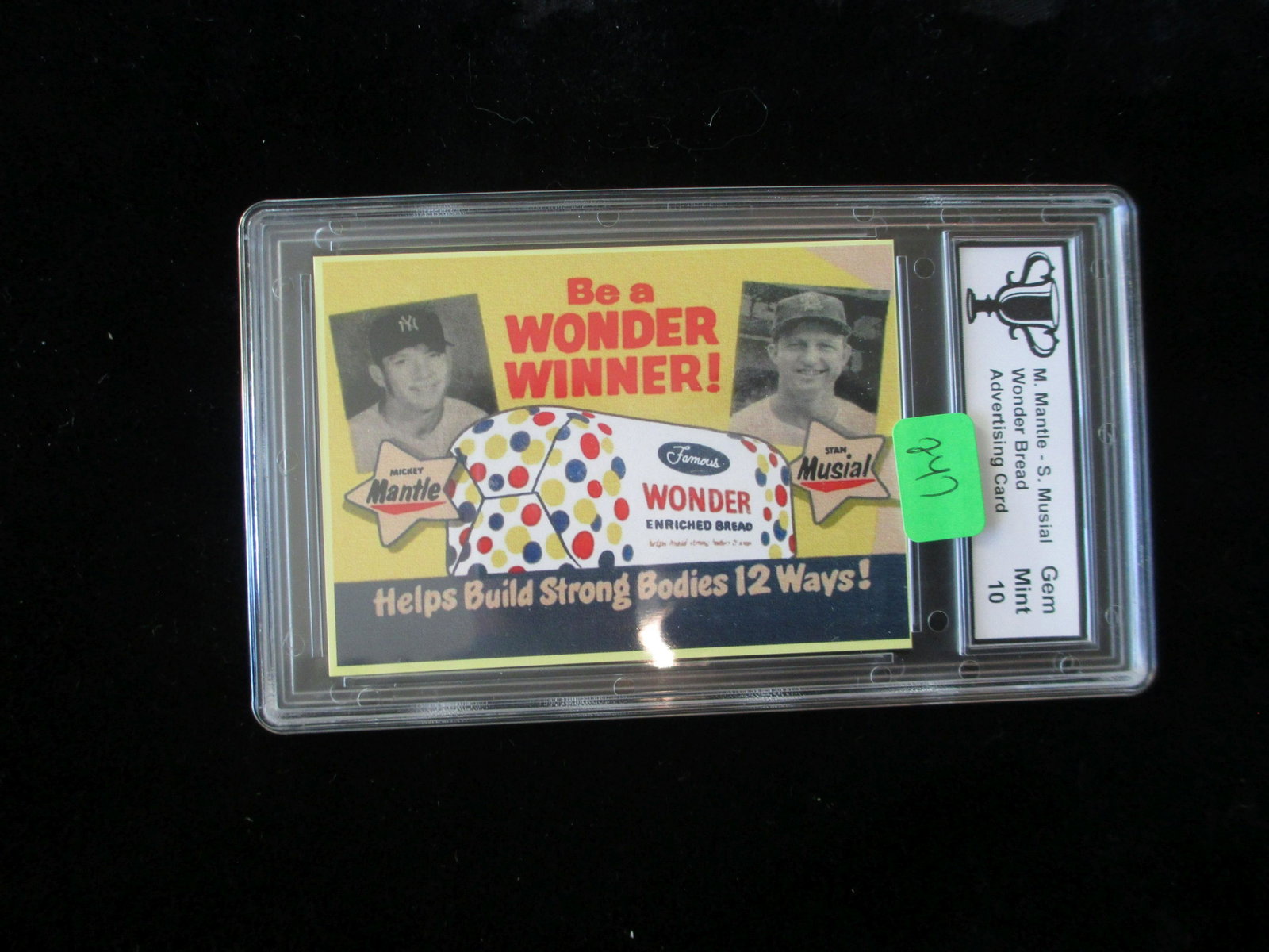 trophy graded mickey mantle,stan musial wonder bread: graded advertising card