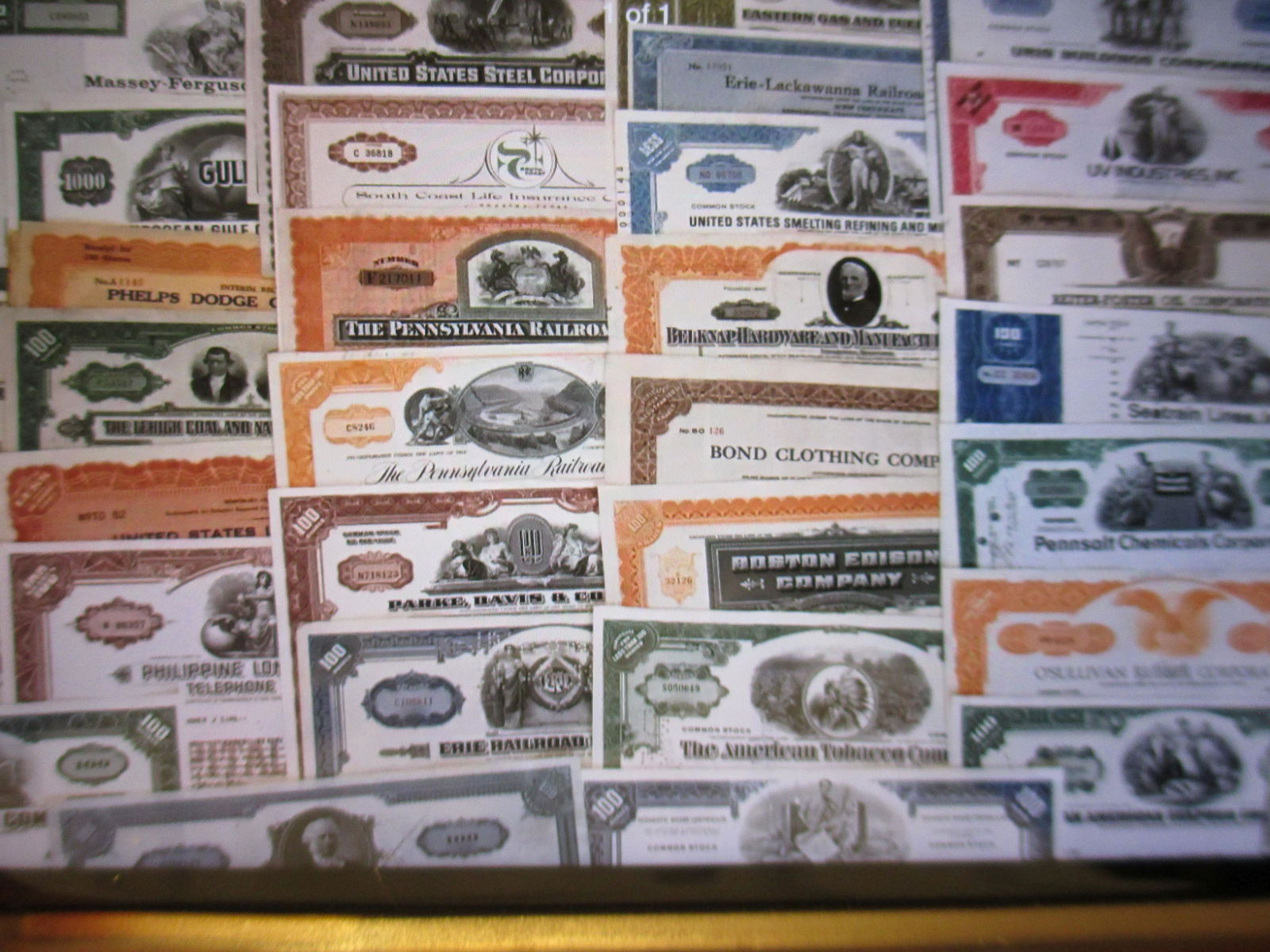 lot of 100 stock certificates some duplicates (1 of 1)