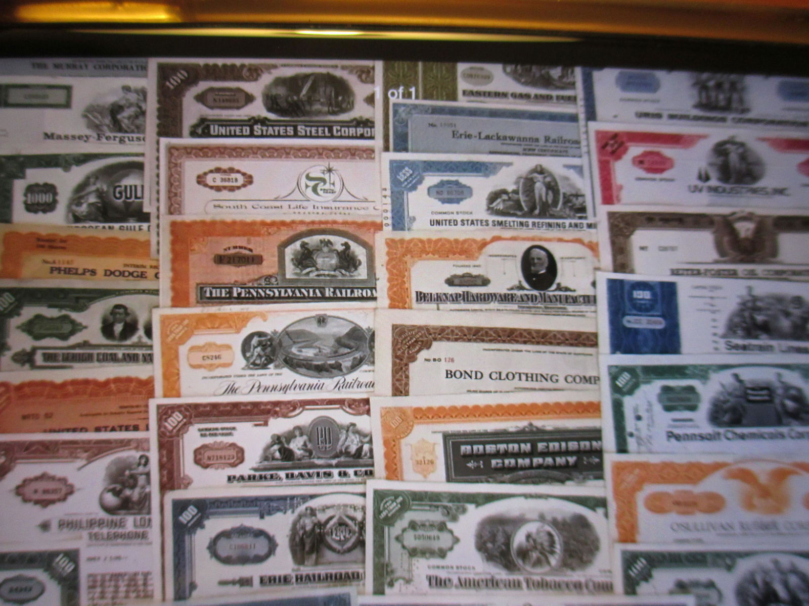 lot of 100 stock certificates some duplicates (1 of 1)