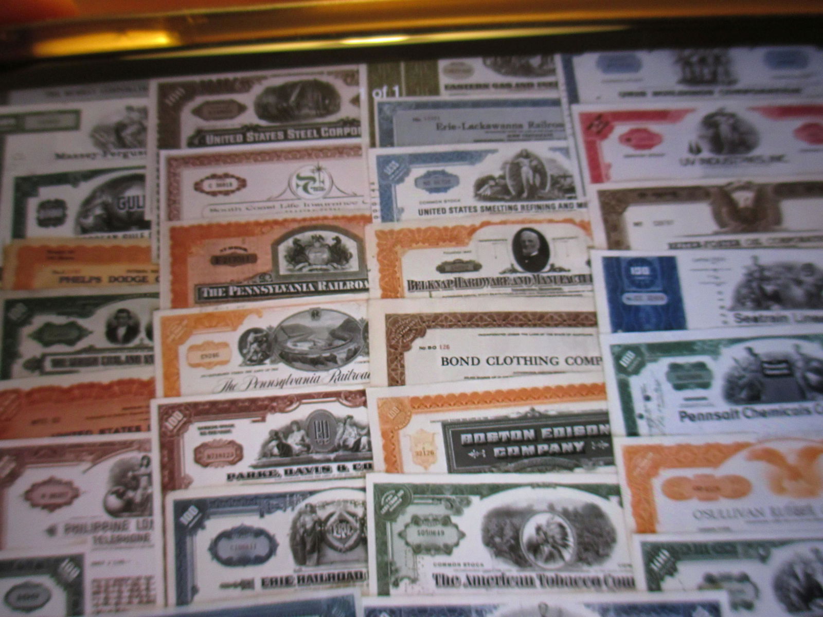lot of 100 stock certificates some duplicates (1 of 1)