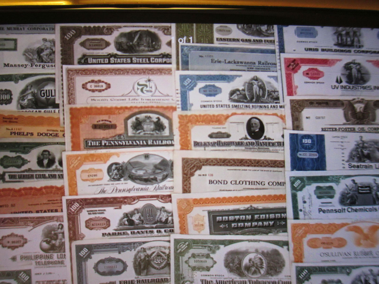 lot of 100 stock certificates some duplicates (1 of 1)
