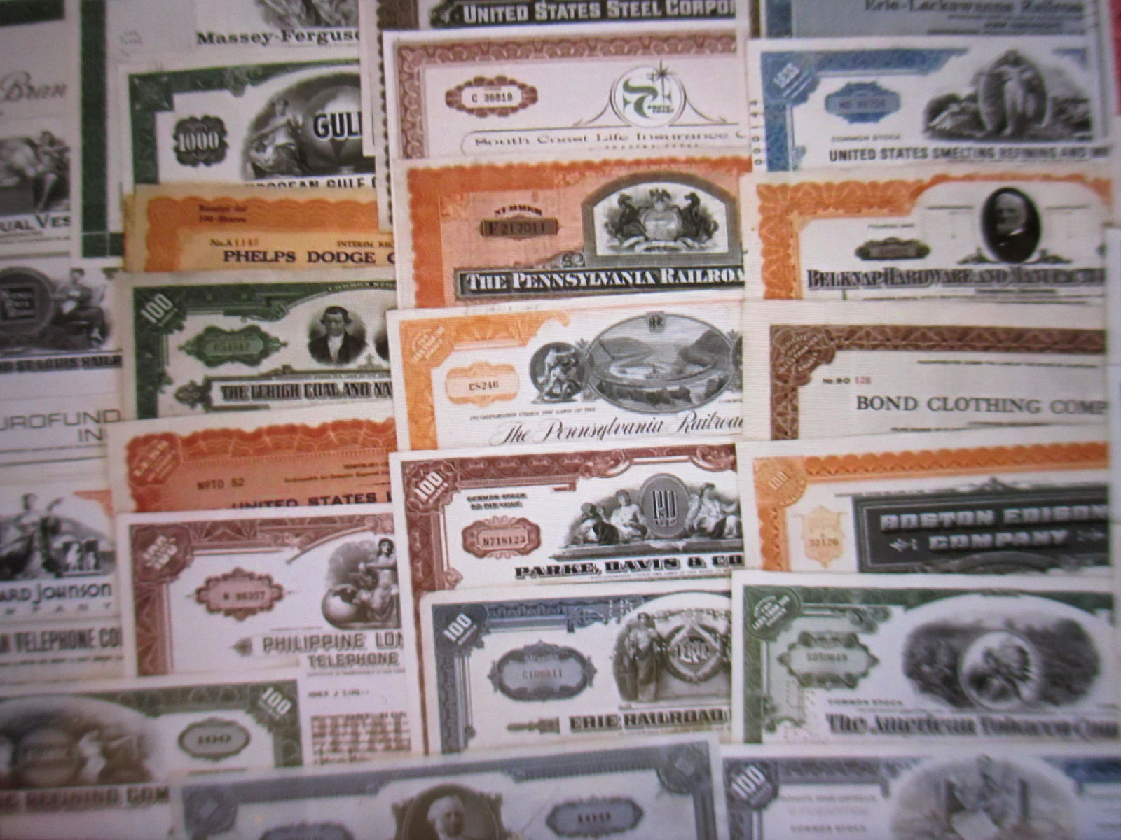 lot of 100 stock certificates some duplicates (1 of 1)