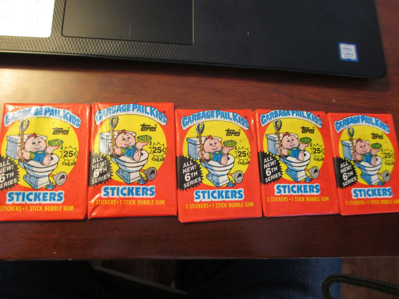 lot of 5 unopened packs of garbage pail kids cards: unopened